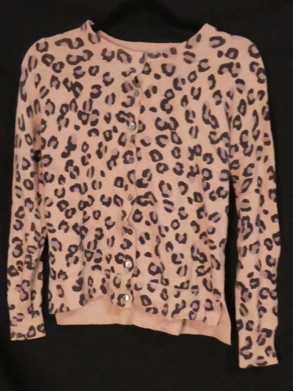 MANGO Casual Leopard Print Crewneck Button-Up Cardigan Sweater - size medium